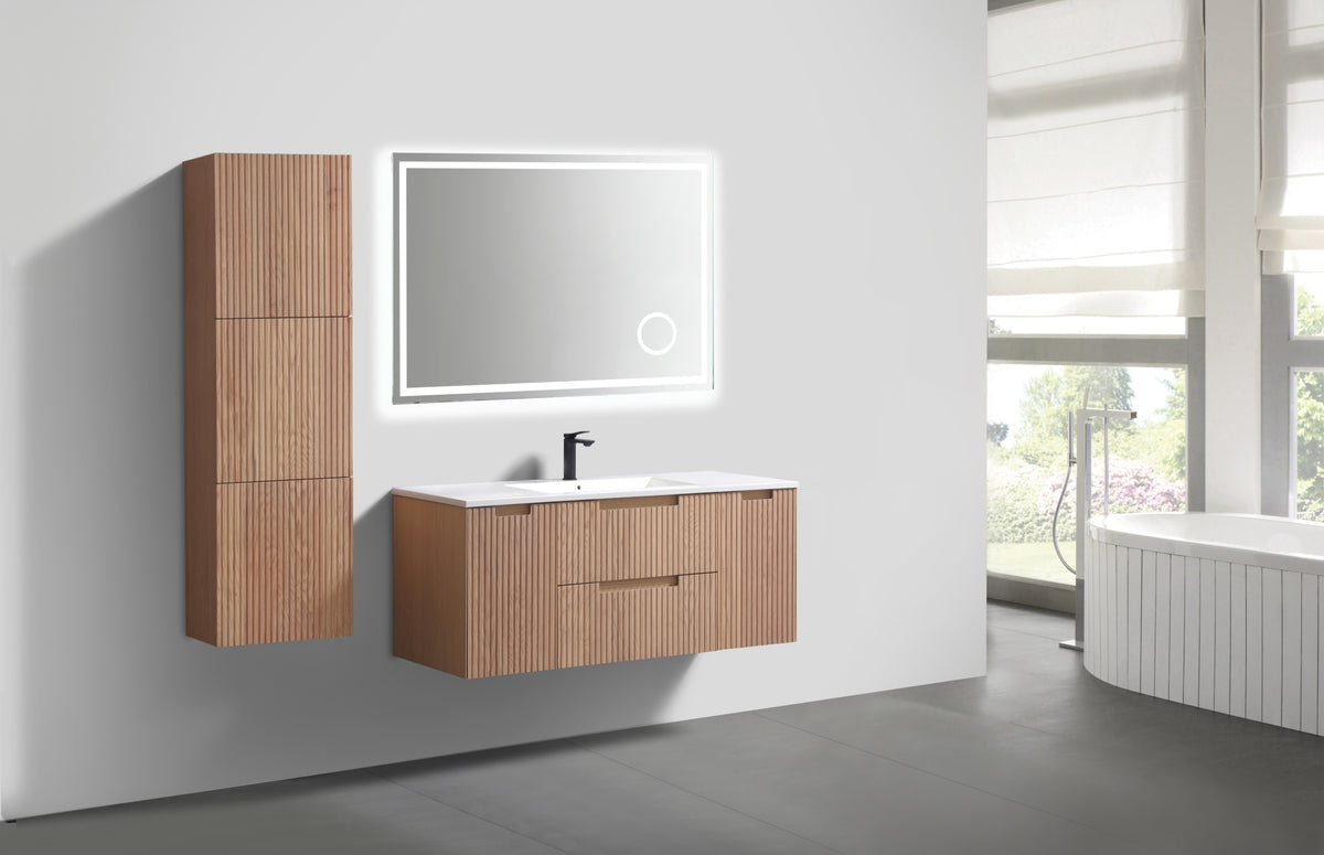 Kubebath Fiore 48'' Oakwood Single Sink Wall Mount Vanity