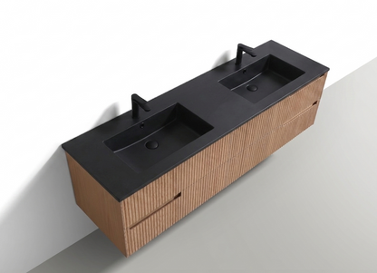 Kubebath Fiore 72'' Oakwood Double Sink Wall Mount Vanity