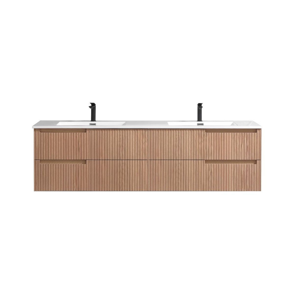 Kubebath Fiore 72'' Oakwood Double Sink Wall Mount Vanity