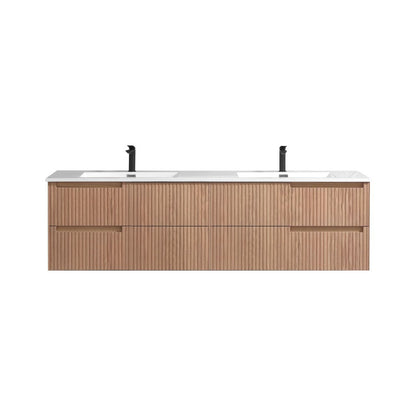 Kubebath Fiore 72'' Oakwood Double Sink Wall Mount Vanity