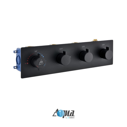 Aqua Piazza by KubeBath 3-Way Thermostatic Valve Black