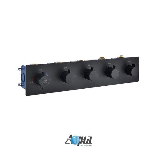 Aqua Piazza by KubeBath 4-Way Thermostatic Valve Black