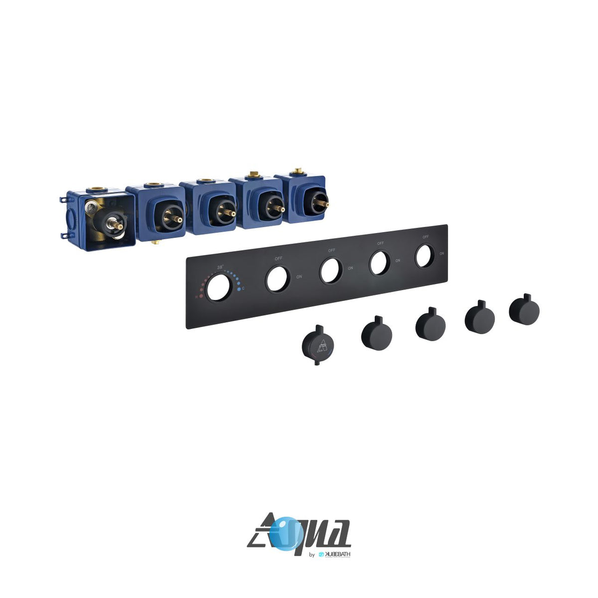 Aqua Piazza by KubeBath 4-Way Thermostatic Valve Black