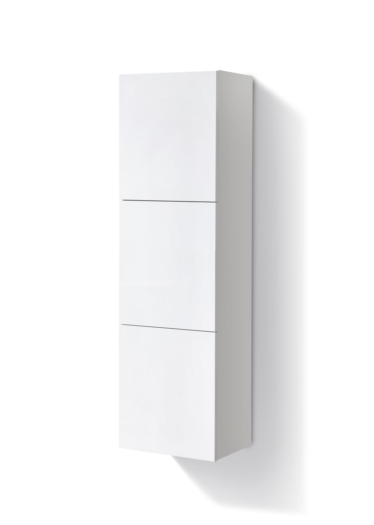 KUBE High Gloss White Bathroom Linen Cabinet w/ 3 Large Storage Areas