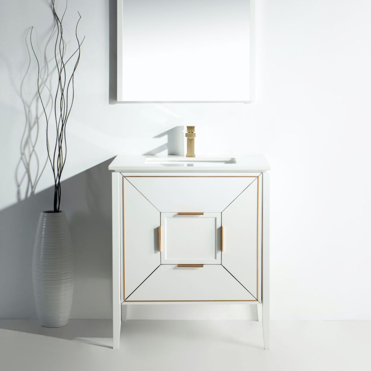 Vetro 30'' Semi Gloss White Vanity W/ Quartz Counter Top