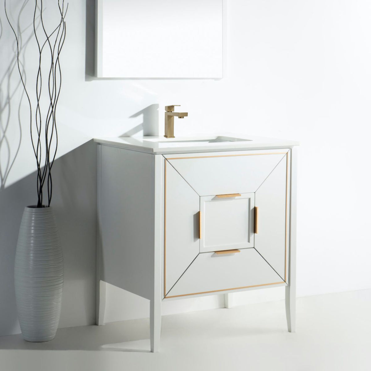 Vetro 30'' Semi Gloss White Vanity W/ Quartz Counter Top