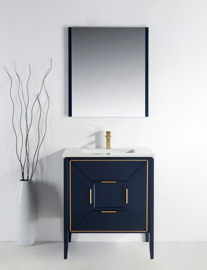 Vetro 30'' Navy Blue Vanity W/ Quartz Counter Top
