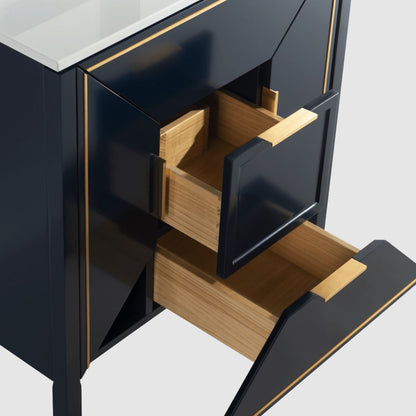 Vetro 36'' Navy Blue Vanity W/ Quartz Counter Top