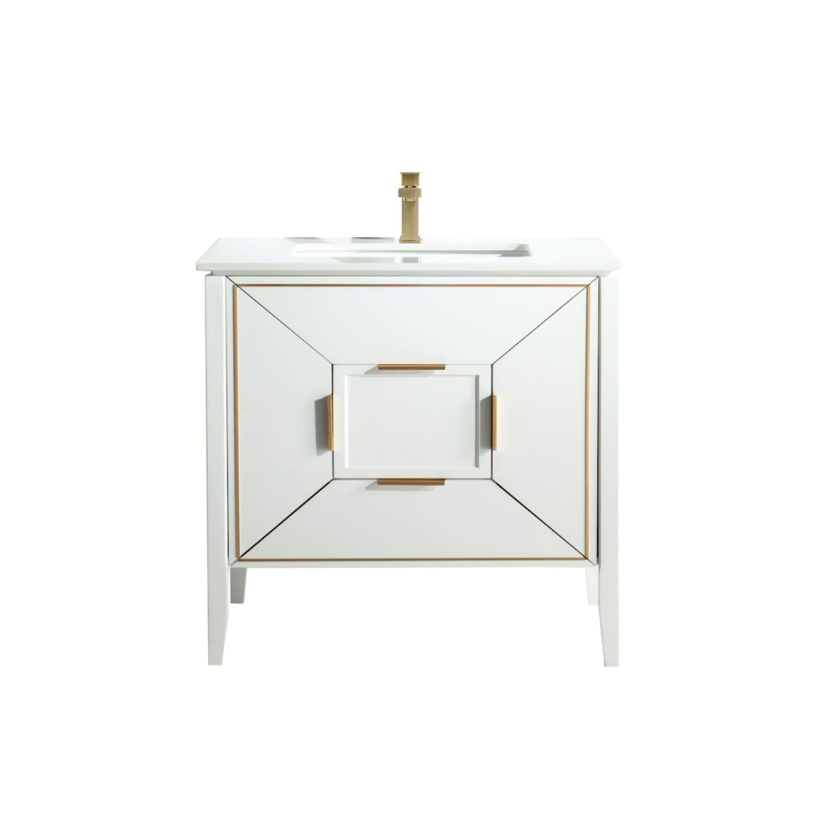Vetro 36'' Semi Gloss White Vanity W/ Quartz Counter Top