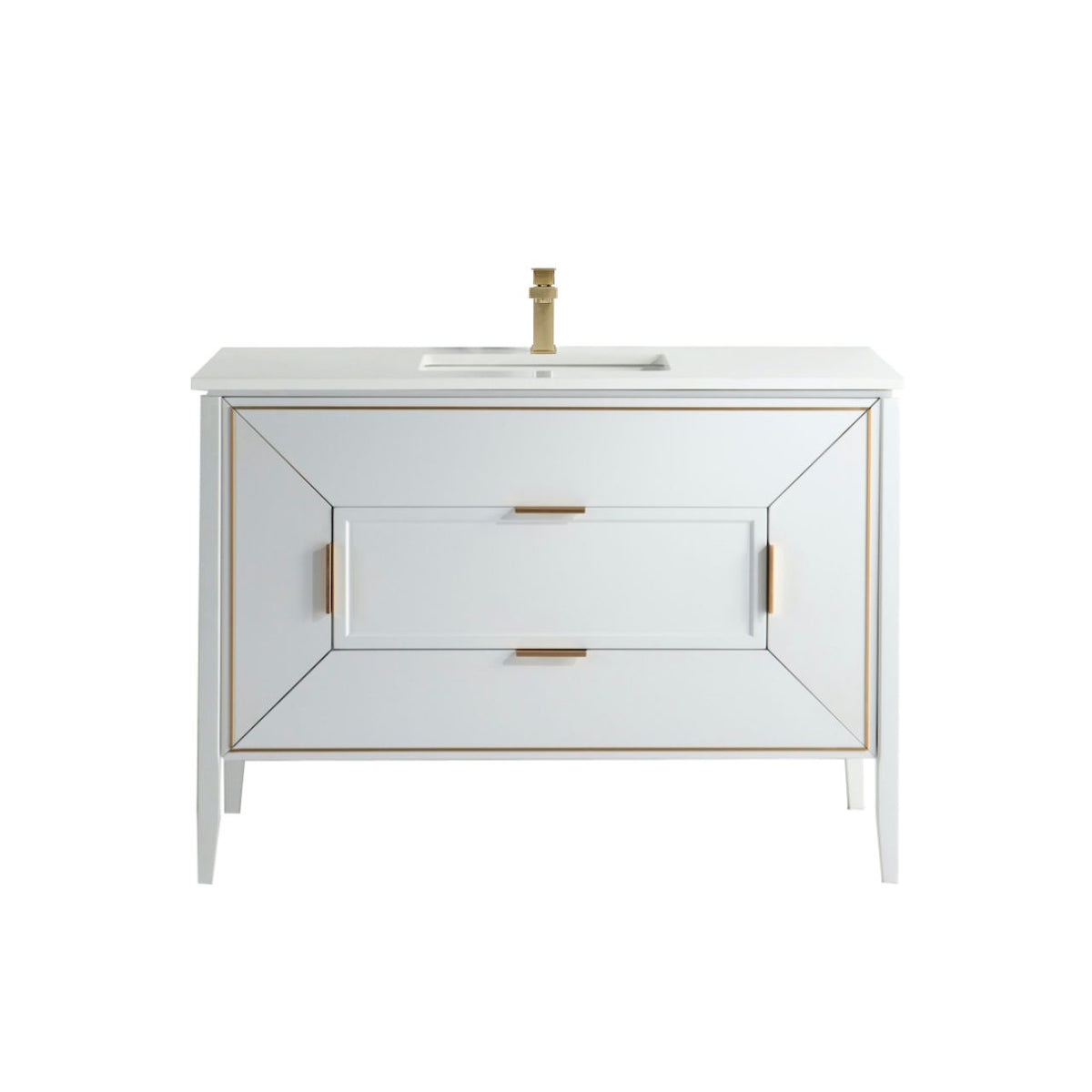 Vetro 48'' Semi Gloss White Vanity W/ Quartz Counter Top