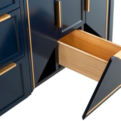 Vetro 60'' Navy Blue Vanity W/ Quartz Counter Top