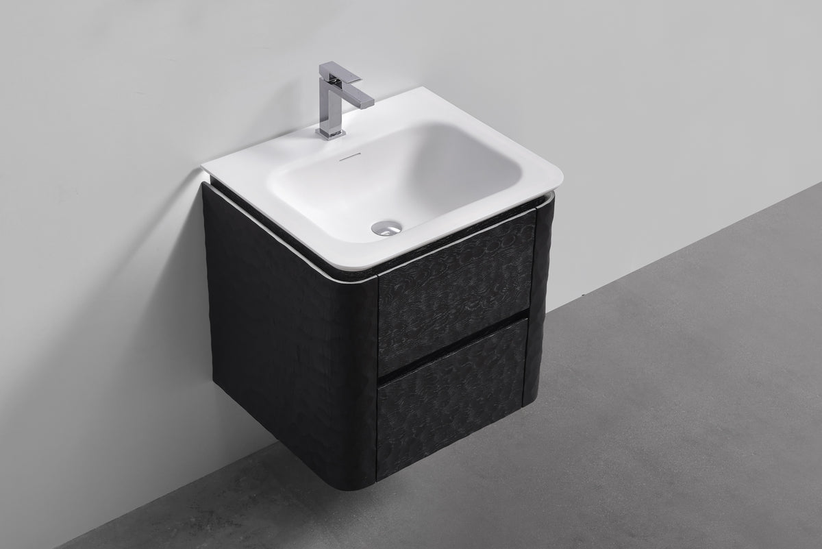 24'' Lumi Modern Wall Mount Bathroom Vanity - True Black