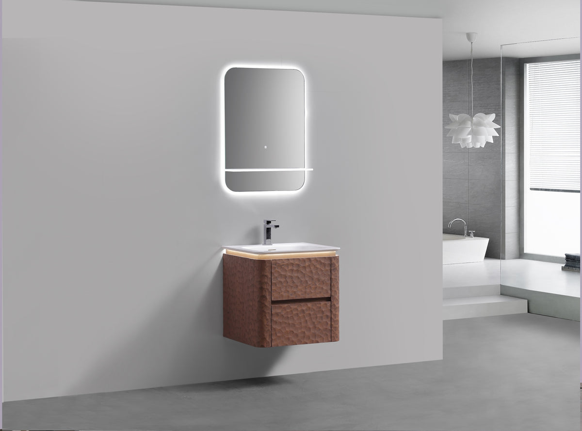 24'' Lumi Modern Wall Mount Bathroom Vanity - Weathered Wood