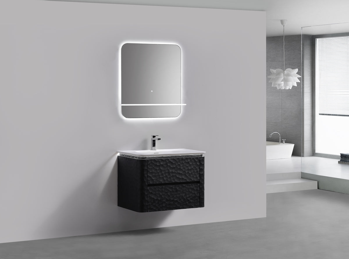 32'' Lumi Modern Wall Mount Bathroom Vanity - True Black