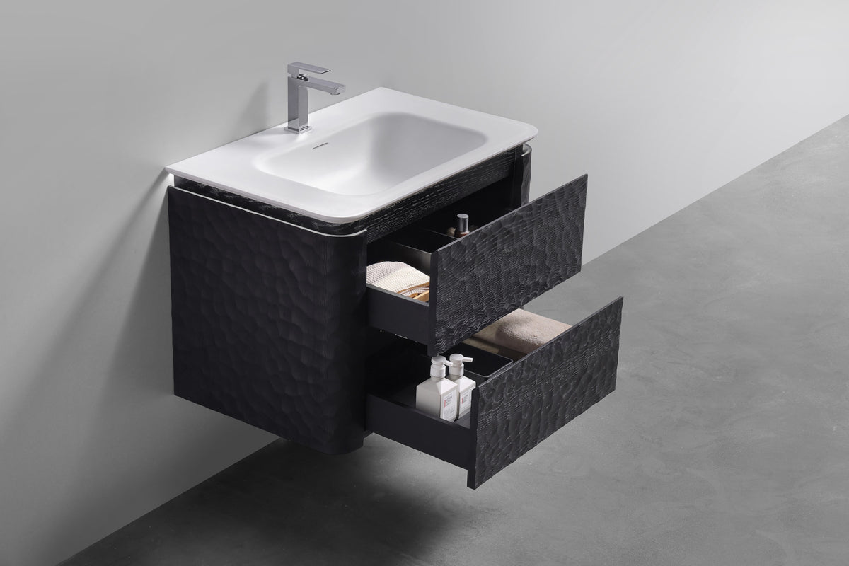 32'' Lumi Modern Wall Mount Bathroom Vanity - True Black