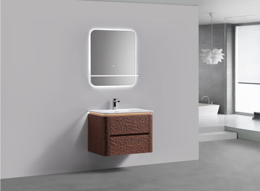 32'' Lumi Modern Wall Mount Bathroom Vanity - Weathered Wood
