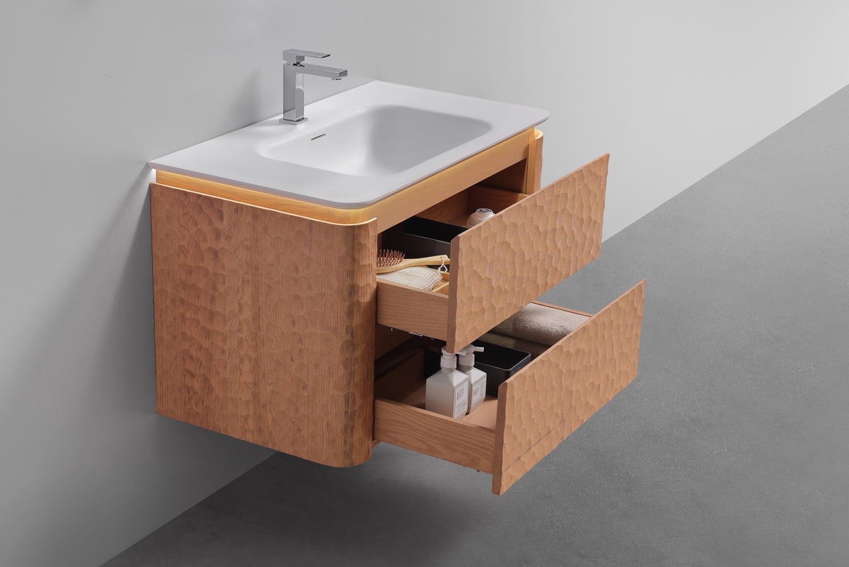 36'' Lumi Modern Wall Mount Bathroom Vanity -OAKWOOD