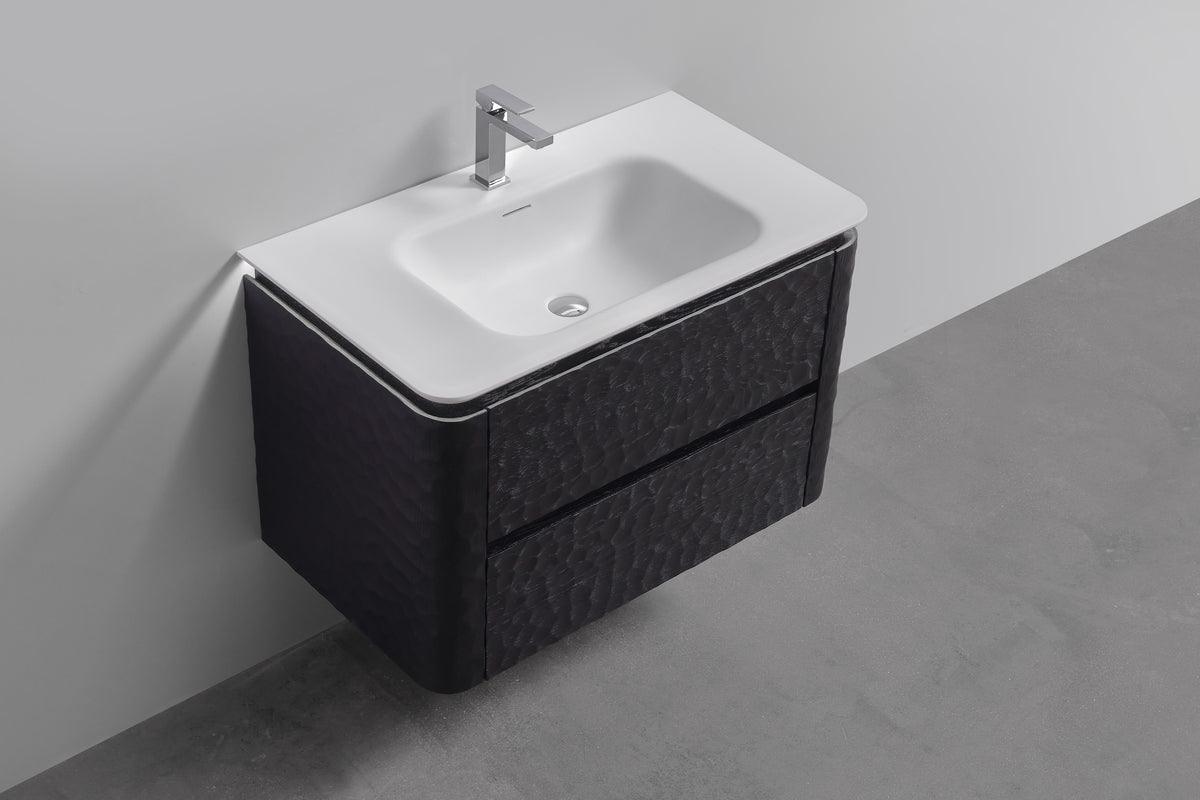 36'' Lumi Modern Wall Mount Bathroom Vanity -True Black - Restock ETA Mid of Nov