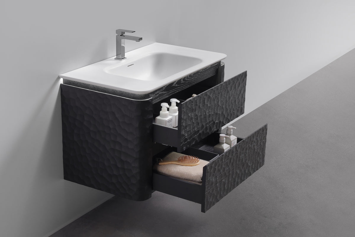 36'' Lumi Modern Wall Mount Bathroom Vanity -True Black - Restock ETA Mid of Nov
