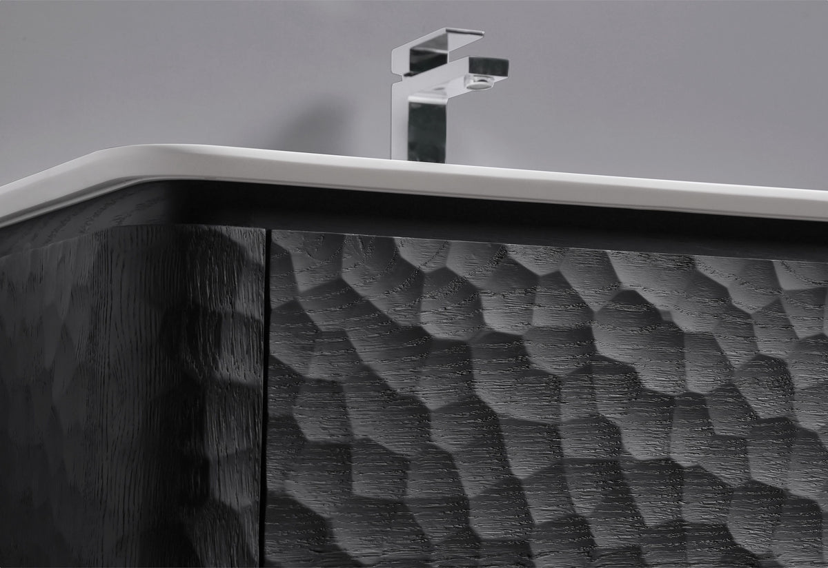 40'' Lumi Modern Wall Mount Bathroom Vanity - True Black