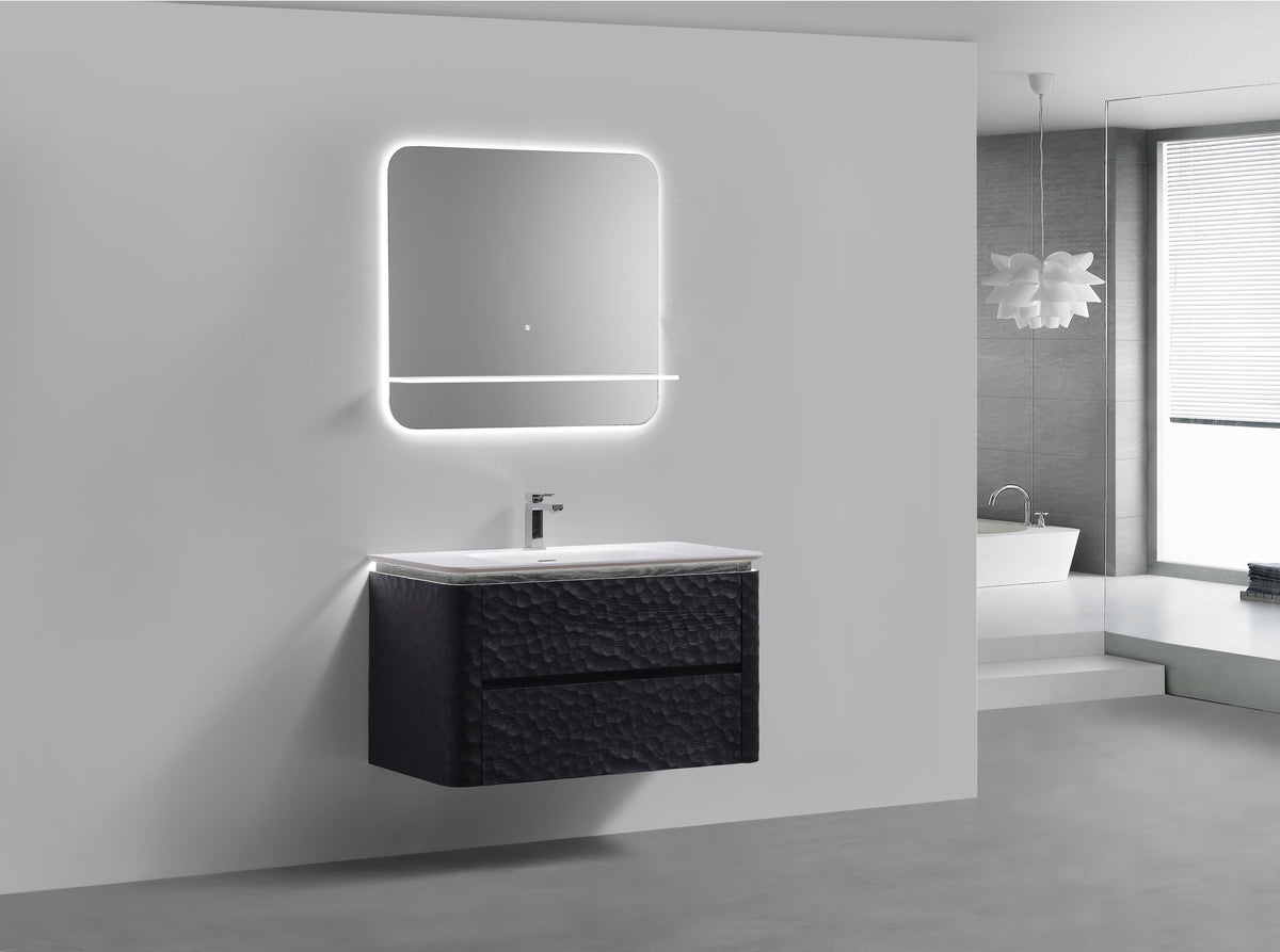 40'' Lumi Modern Wall Mount Bathroom Vanity - True Black