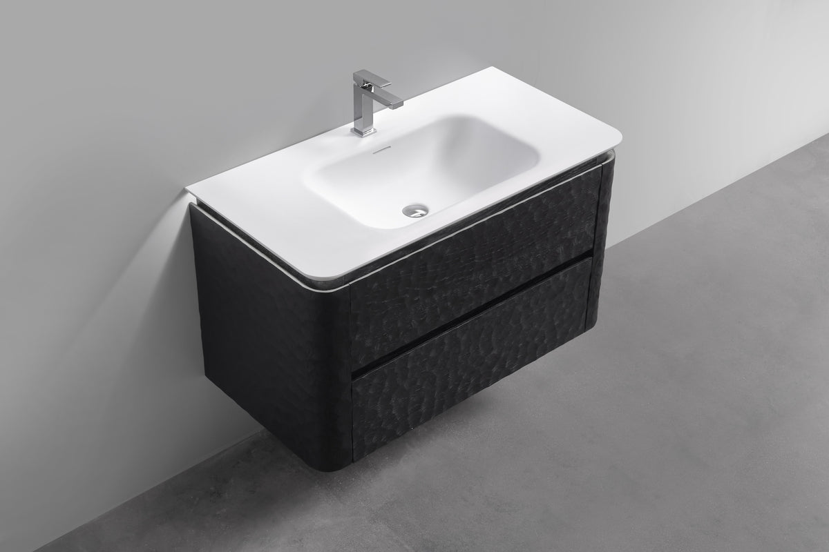40'' Lumi Modern Wall Mount Bathroom Vanity - True Black