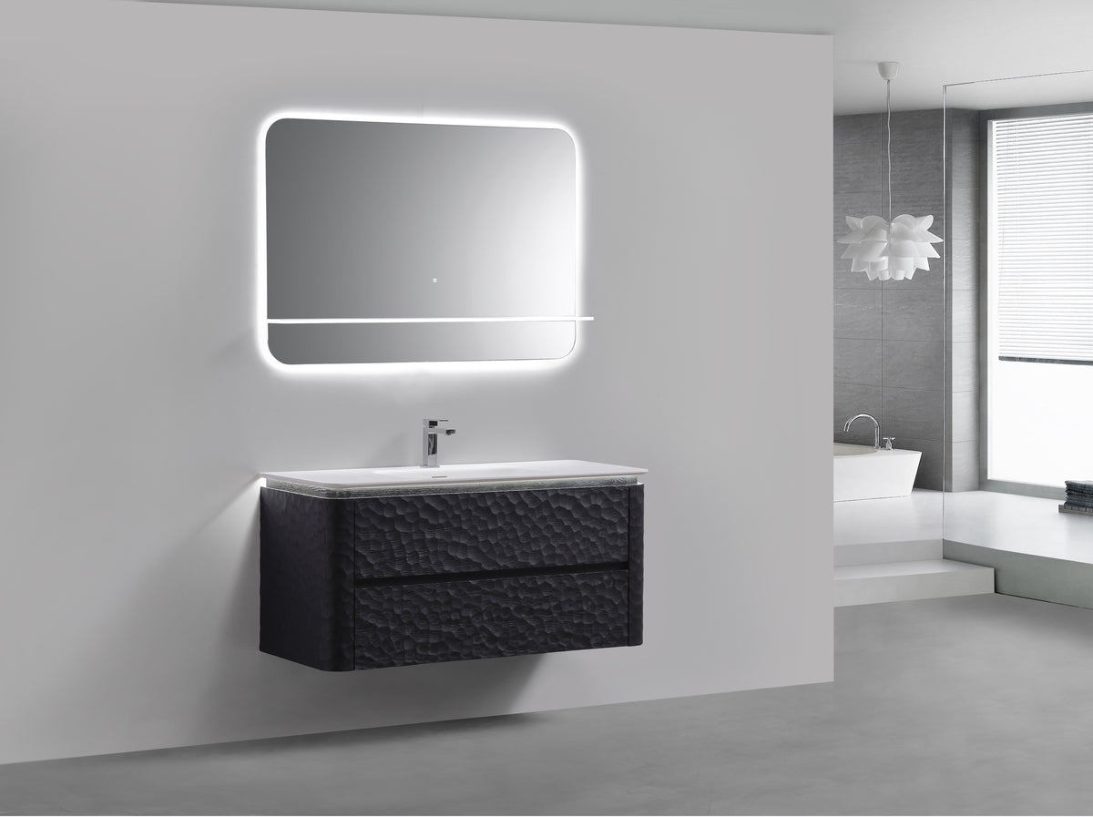 48'' Lumi Modern Wall Mount Bathroom Vanity - True Black