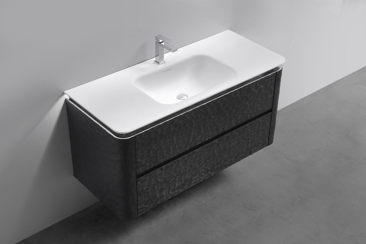 48'' Lumi Modern Wall Mount Bathroom Vanity - True Black