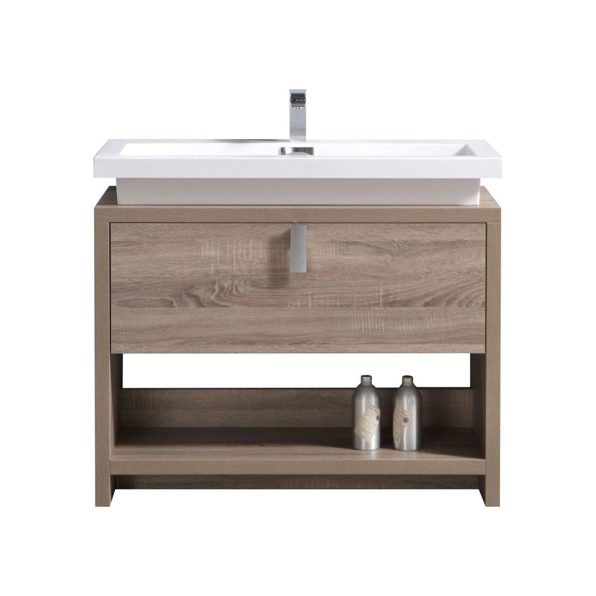 Levi 40" Havana Oak  Modern Bathroom Vanity w/ Cubby Hole