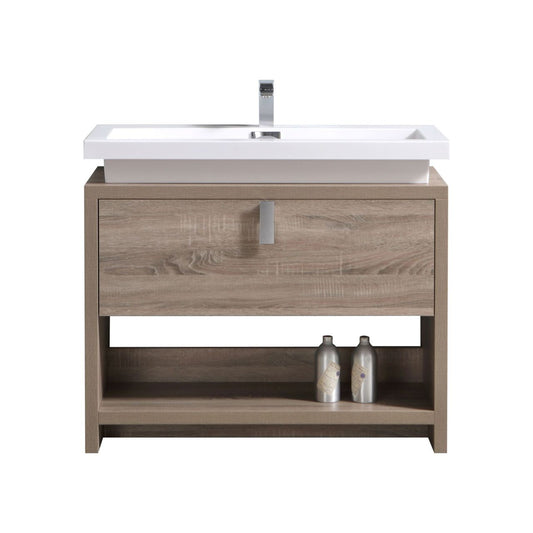 Levi 40" Havana Oak  Modern Bathroom Vanity w/ Cubby Hole