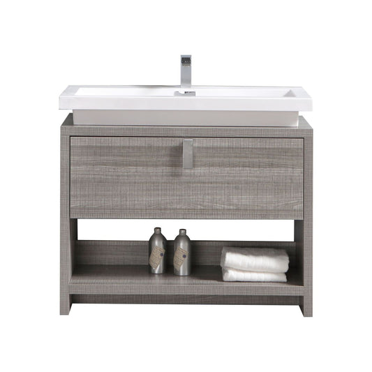 Levi 40" Ash Gray Modern Bathroom Vanity w/ Cubby Hole