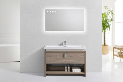 Levi 48" Havana Oak  Modern Bathroom Vanity w/ Cubby Hole