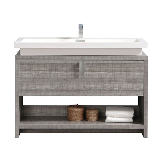 Levi 48" Ash Gray  Modern Bathroom Vanity w/ Cubby Hole