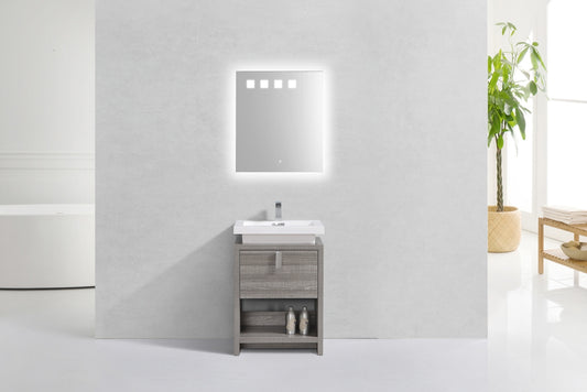 Levi 24" Ash Gray Modern Bathroom Vanity w/ Cubby Hole