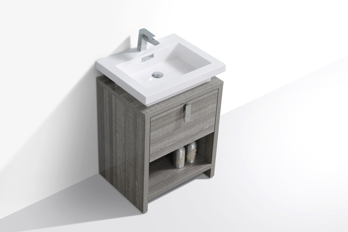 Levi 24" Ash Gray Modern Bathroom Vanity w/ Cubby Hole