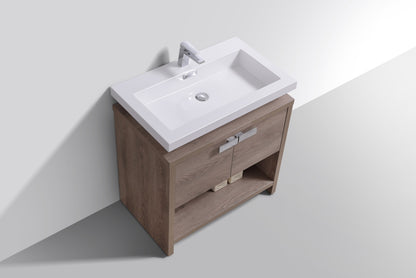 Levi 30" Butternut Modern Bathroom Vanity w/ Cubby Hole