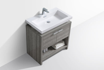 Levi 30" Ash Gray Modern Bathroom Vanity w/ Cubby Hole