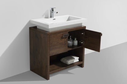 Levi 30" Rosewood Modern Bathroom Vanity w/ Cubby Hole