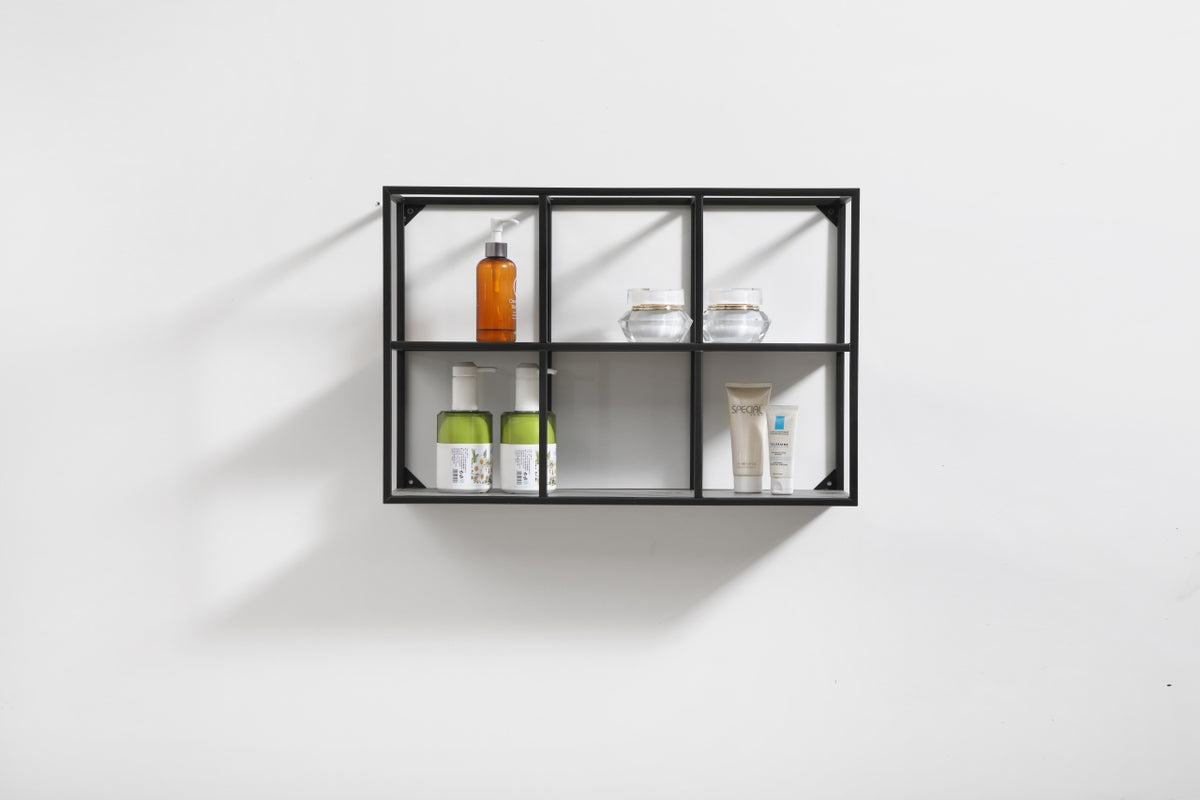 Kube 24" Wide Wall Mount Metal Shelf Unit Black