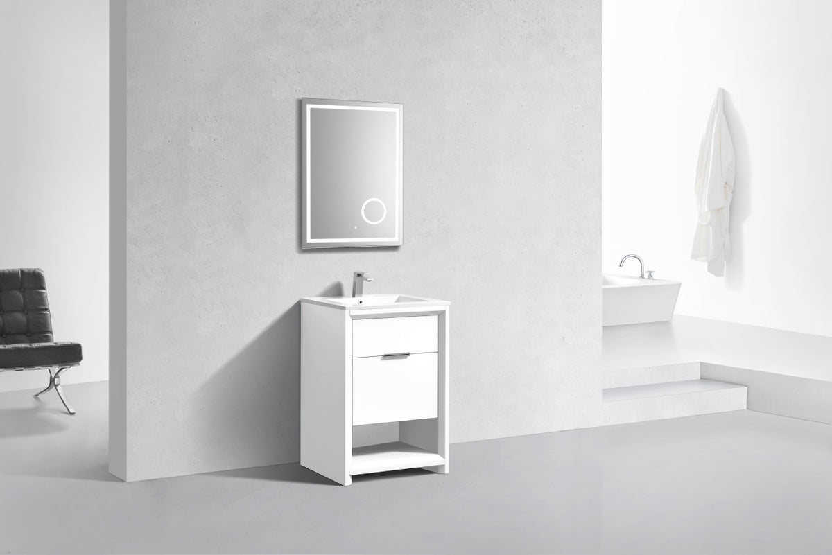 NUDO 24'' Floor Mount Modern bathroom Vanity in Gloss White Finish