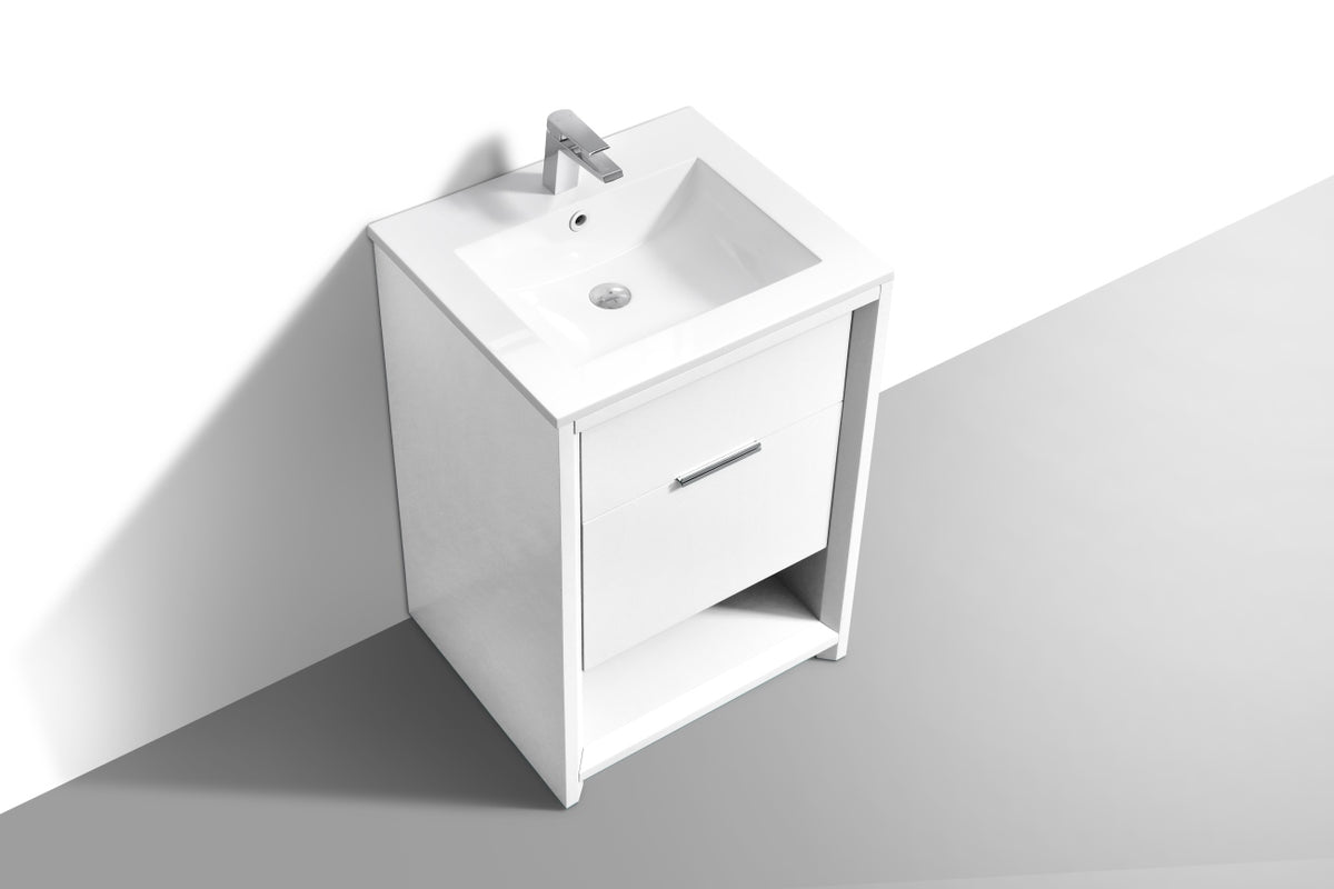 NUDO 24'' Floor Mount Modern bathroom Vanity in Gloss White Finish