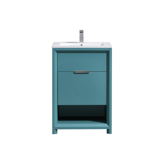 NUDO 24″ Floor Mount Modern bathroom Vanity in Teal Green Finish