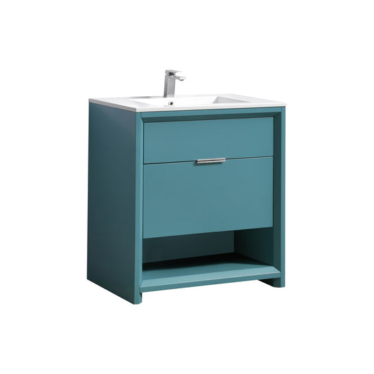 NUDO 32'' Floor Mount Modern bathroom Vanity in Teal Green Finish