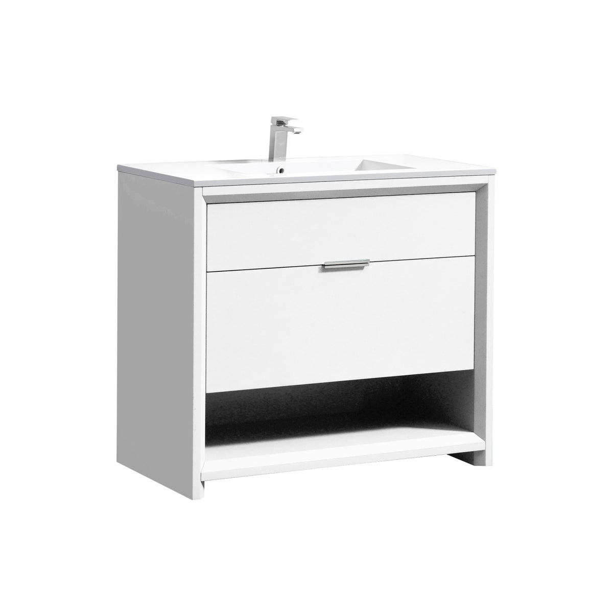NUDO 36" Floor Mount Modern bathroom Vanity in Gloss White Finish