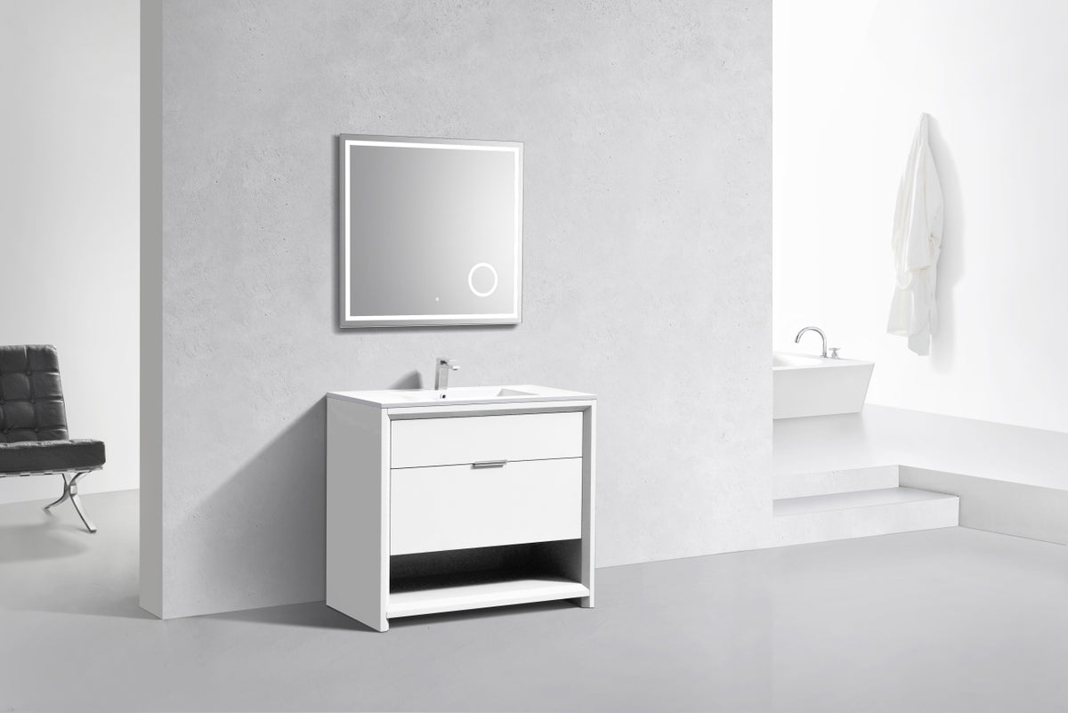 NUDO 36" Floor Mount Modern bathroom Vanity in Gloss White Finish