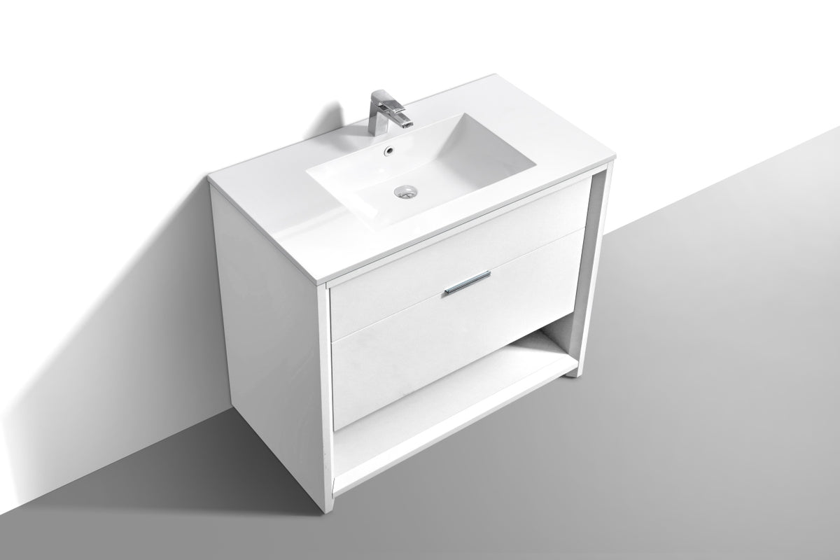 NUDO 36" Floor Mount Modern bathroom Vanity in Gloss White Finish