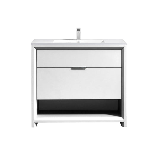 NUDO 36" Floor Mount Modern bathroom Vanity in Gloss White Finish