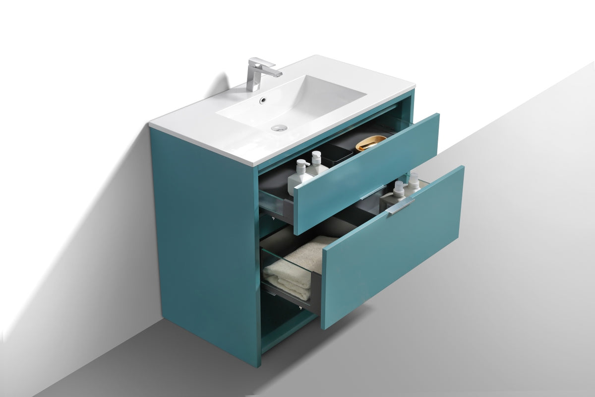 NUDO 36'' Floor Mount Modern bathroom Vanity in Teal Green Finish
