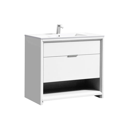 NUDO 40" Floor Mount Modern bathroom Vanity in Gloss White Finish