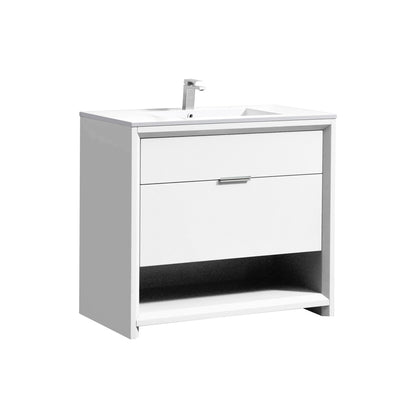 NUDO 40'' Floor Mount Modern bathroom Vanity in Gloss White Finish